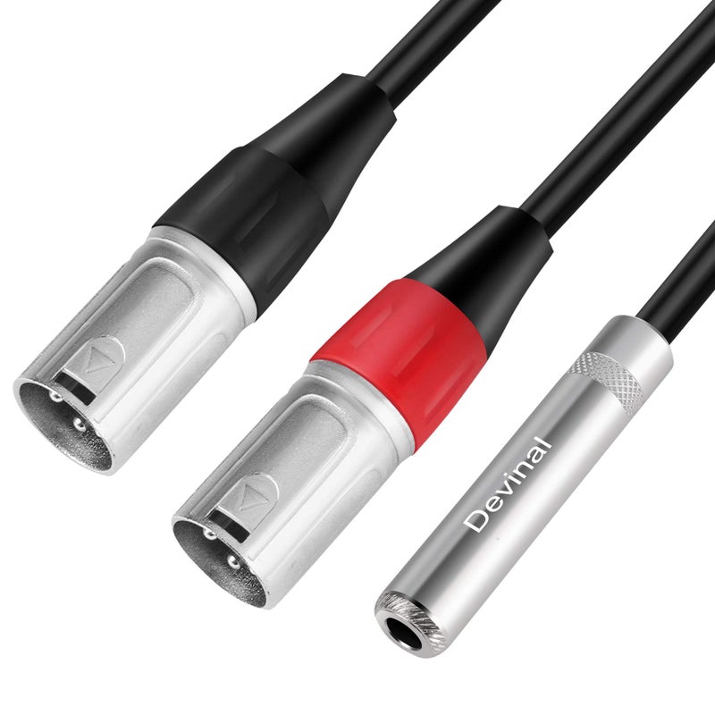 Devinal 1/4 inch Female to Dual XLR Breakout Cable, 6.35mm TRS to 2 XLR Male Audio Converter, 1FT Y Splitter Cord Wire - Image 1